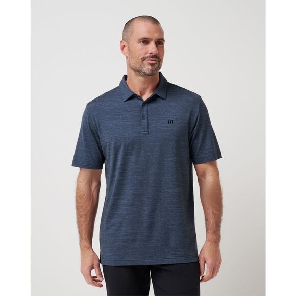 Travis Mathew The Heater Athletic Fit Stretch Polo Vintage Indigo/Black Medium